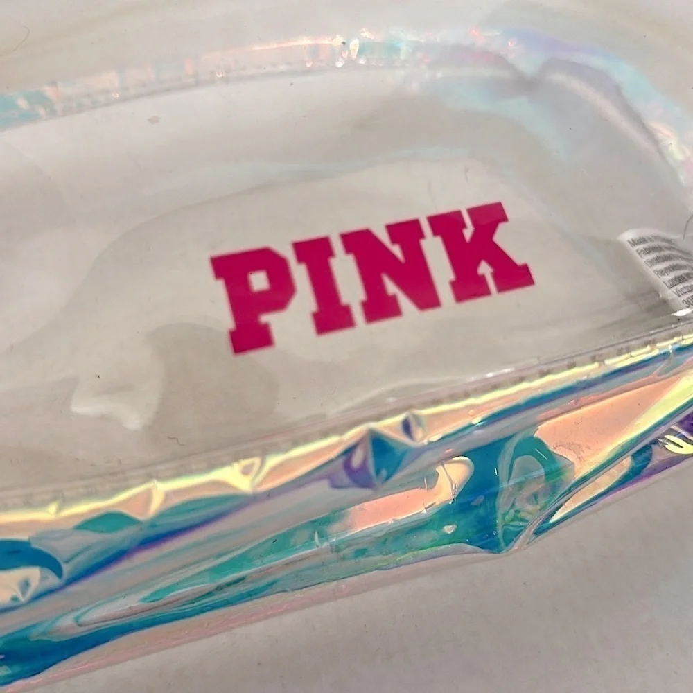 VICTORIAS SECRET PINK Iridescent Clear Makeup Bag NWOT